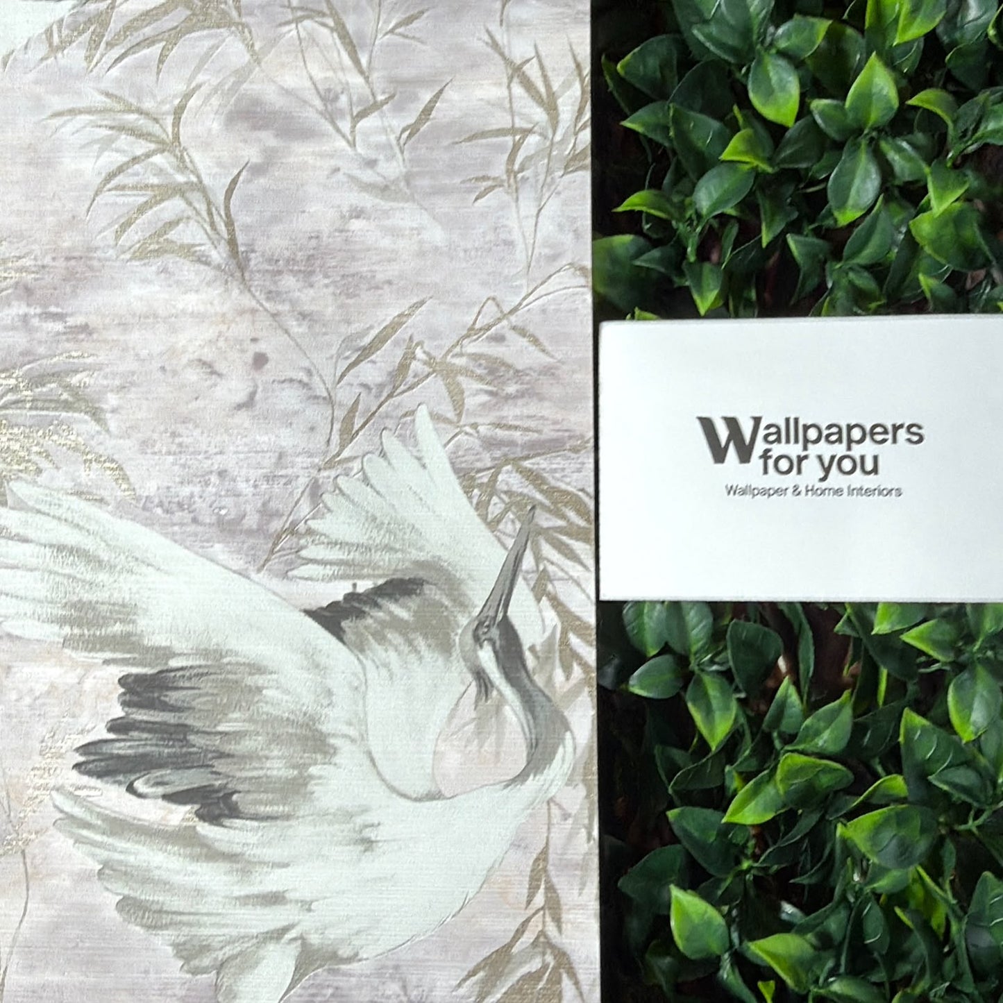Sarus Pink Crane Metallic Wallpaper
