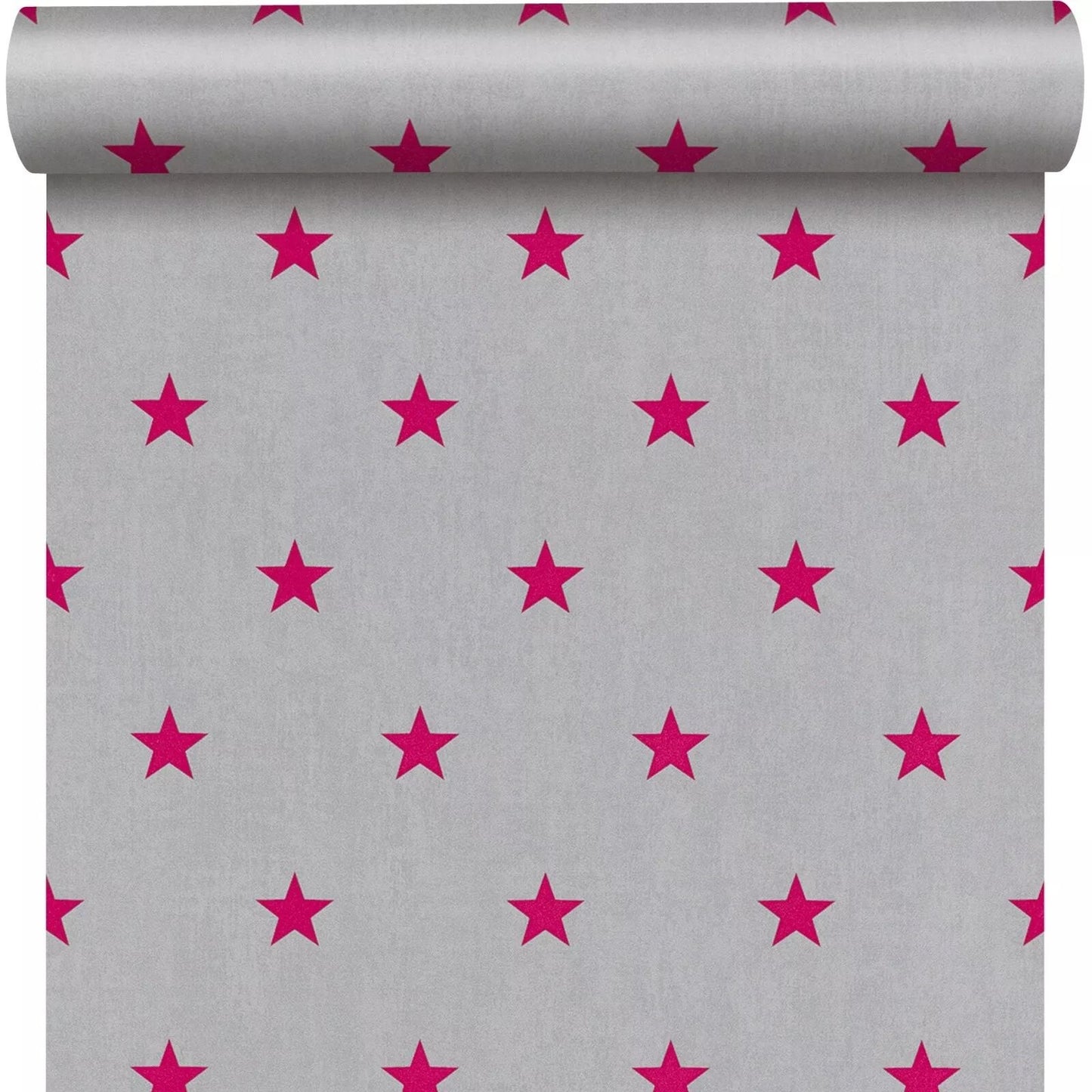 Grey and Pink Stars Wallpaper