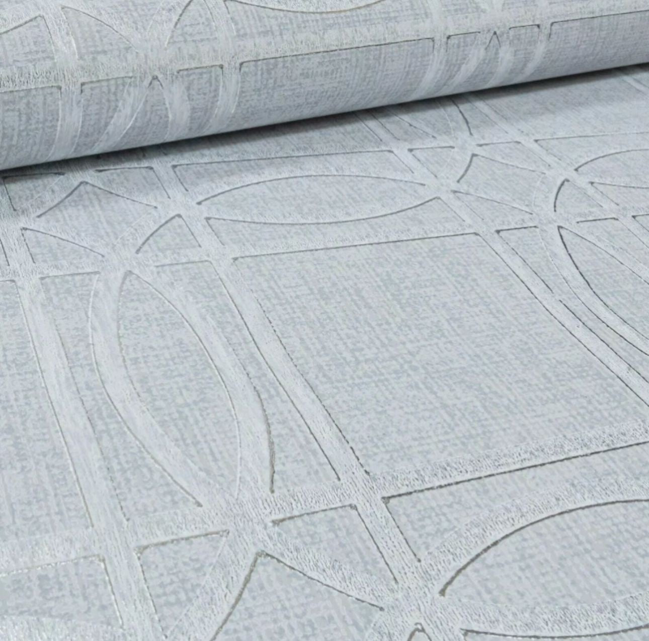 Metallic Glimmering Silver Geometric