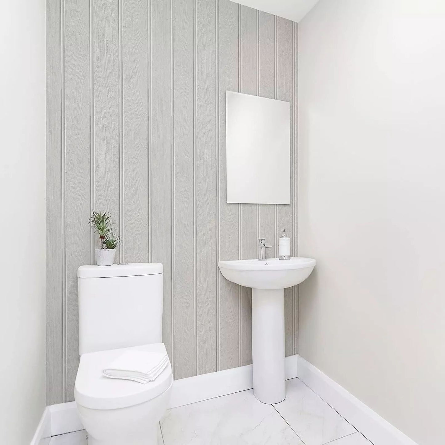 Tongue & Groove Effect Wallpaper - Grey