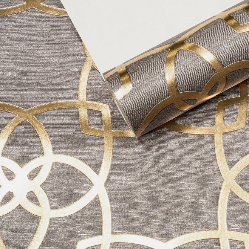 Muriva Precious Silks Marrakesh Wallpaper - Warm Grey Gold
