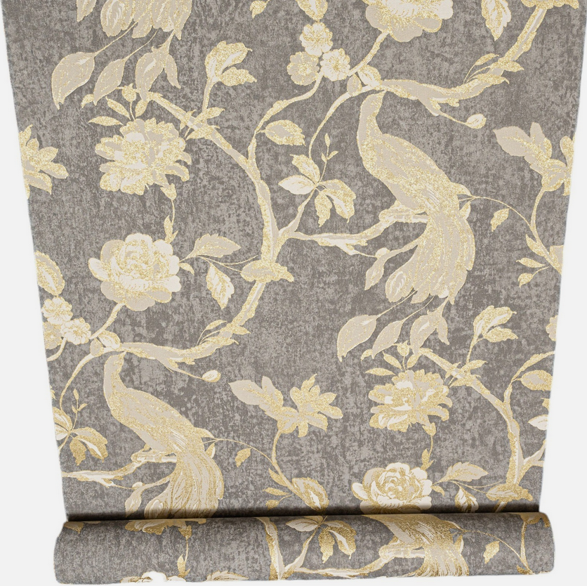 Paradise Birds Wallpaper - Gold Print