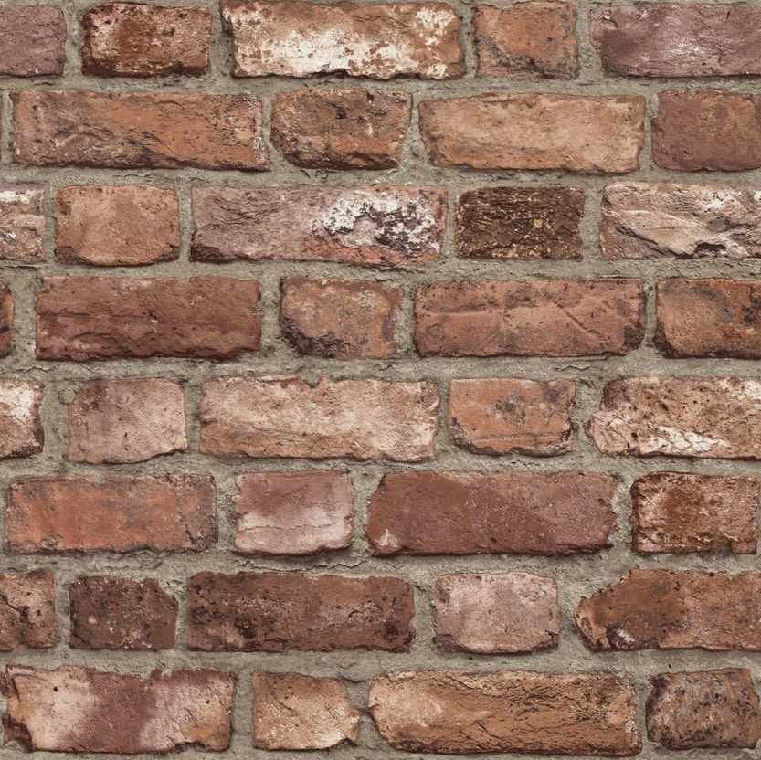 Red Vintage Brick Wallpaper With Distressed Rustic Finish
