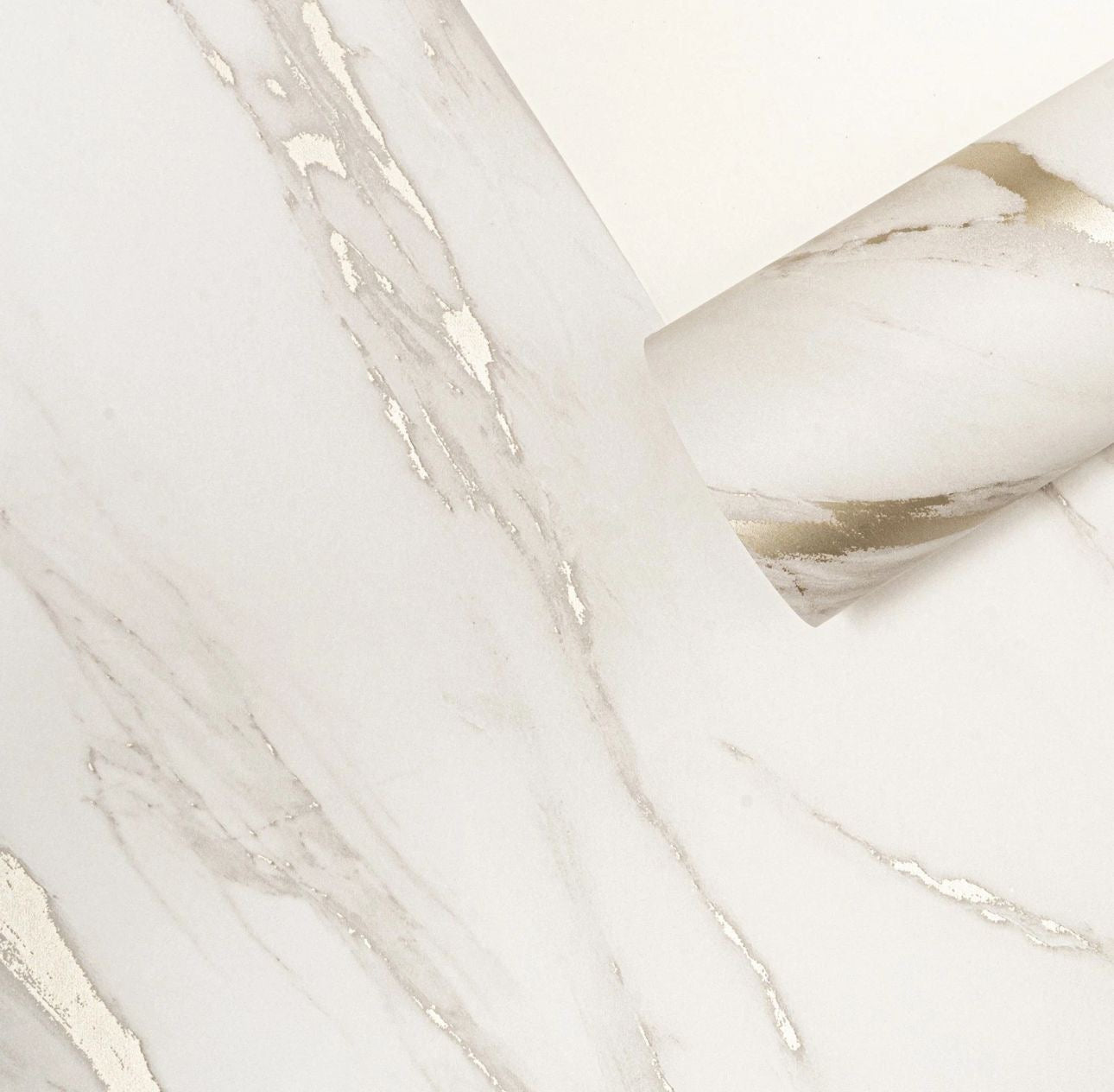 Realistic Marble Effect Metallic Shimmer Smooth Wallpaper Feature Wall Natural