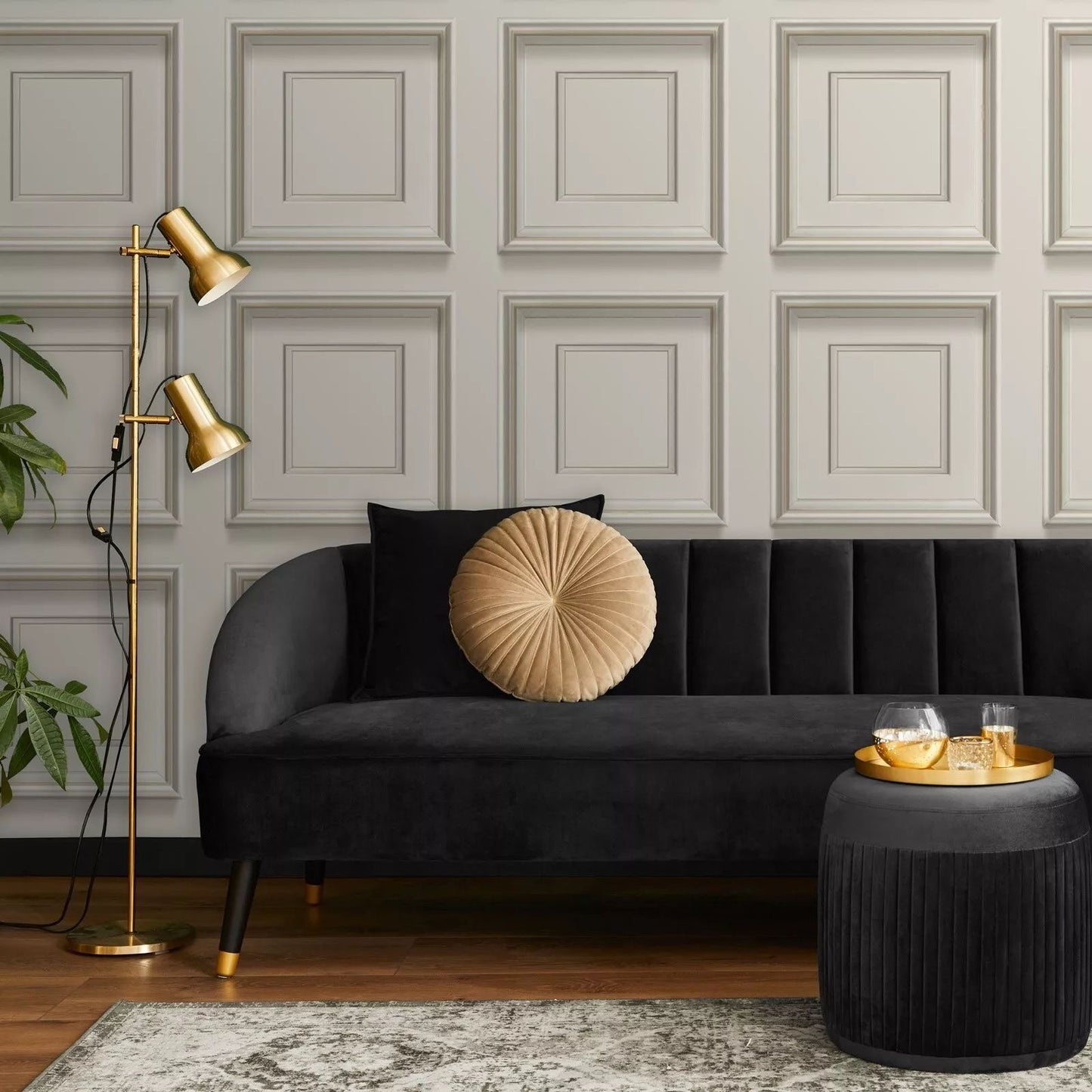 Cream 3D Panel Effect Wallpaper