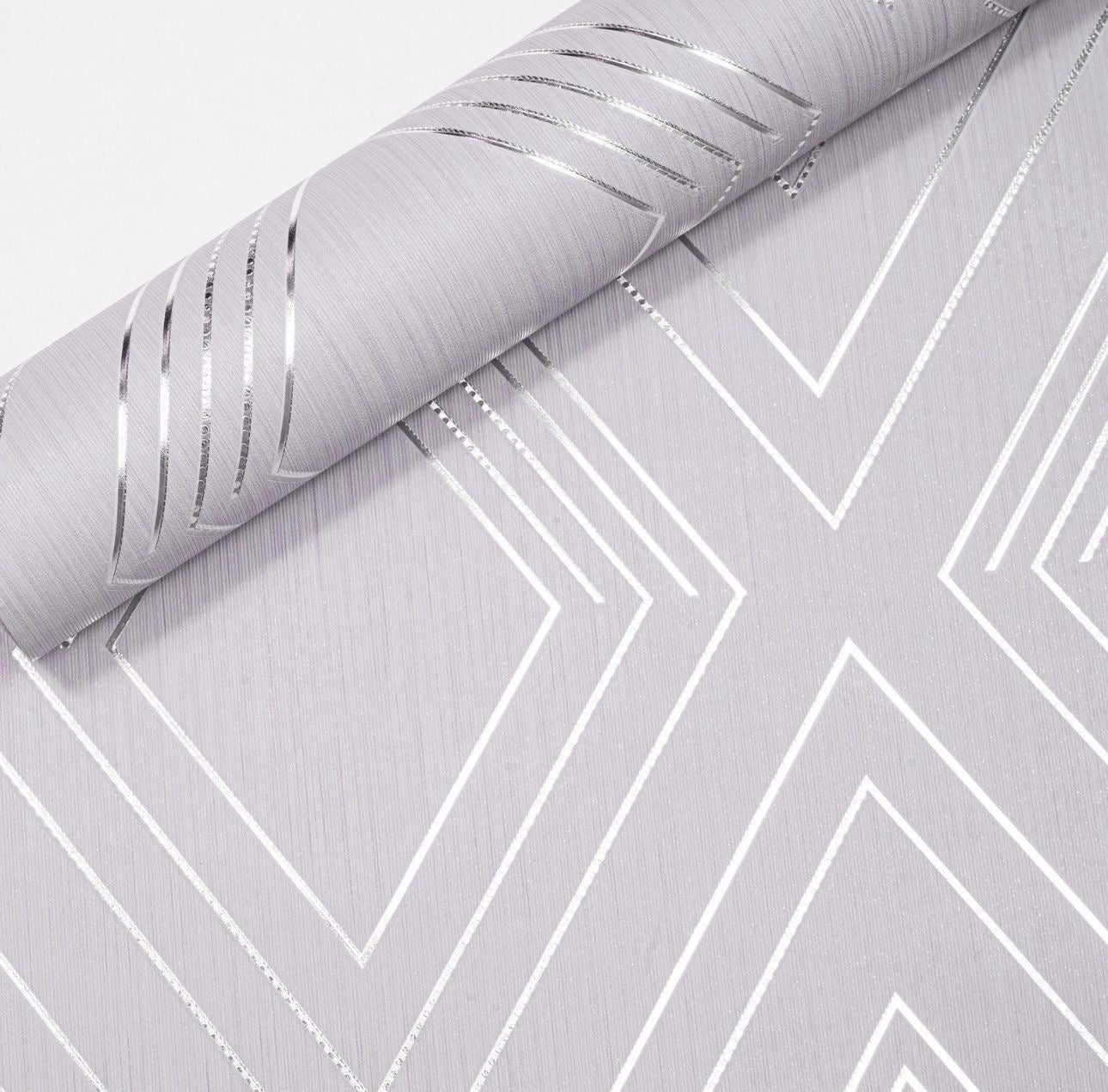Lilac/Blush Geometric Textured Heavyweight Thick Vinyl Wallpaper