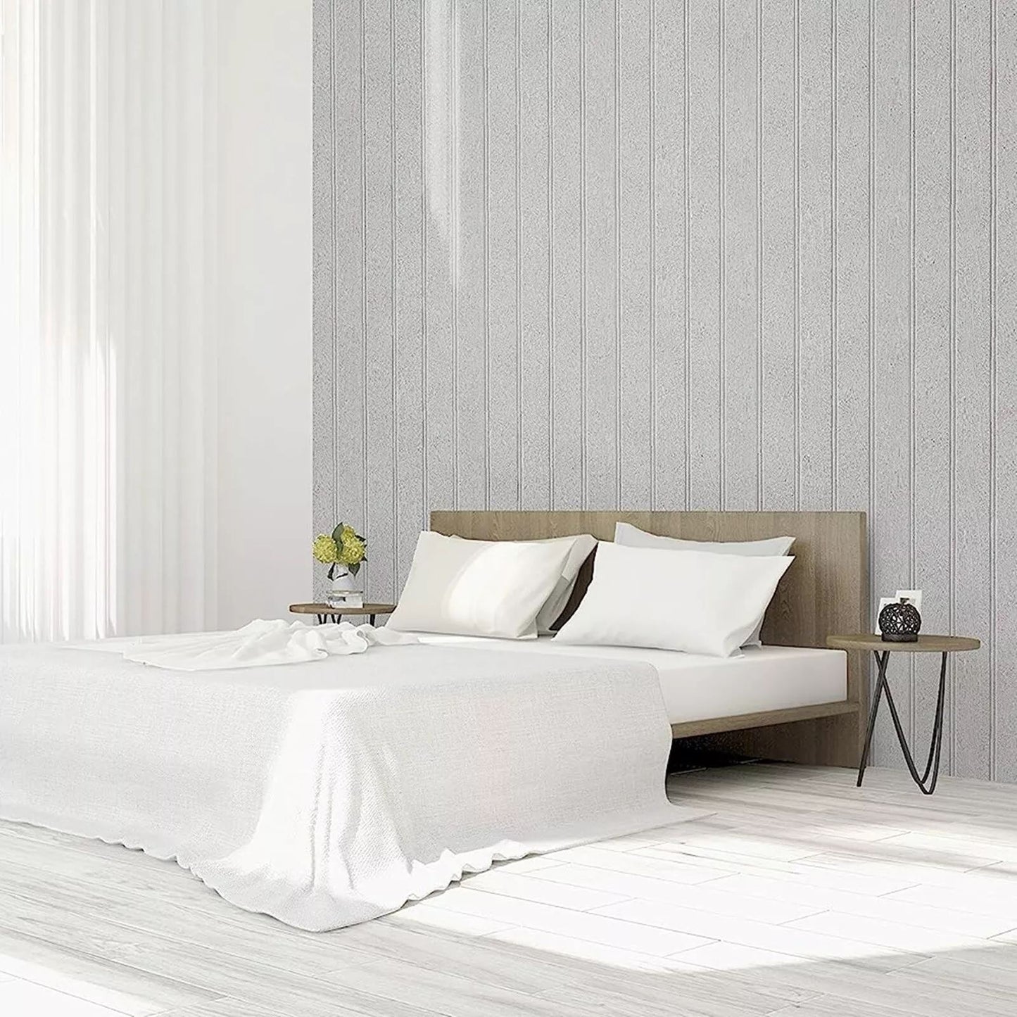 Tongue & Groove Effect Wallpaper - Grey