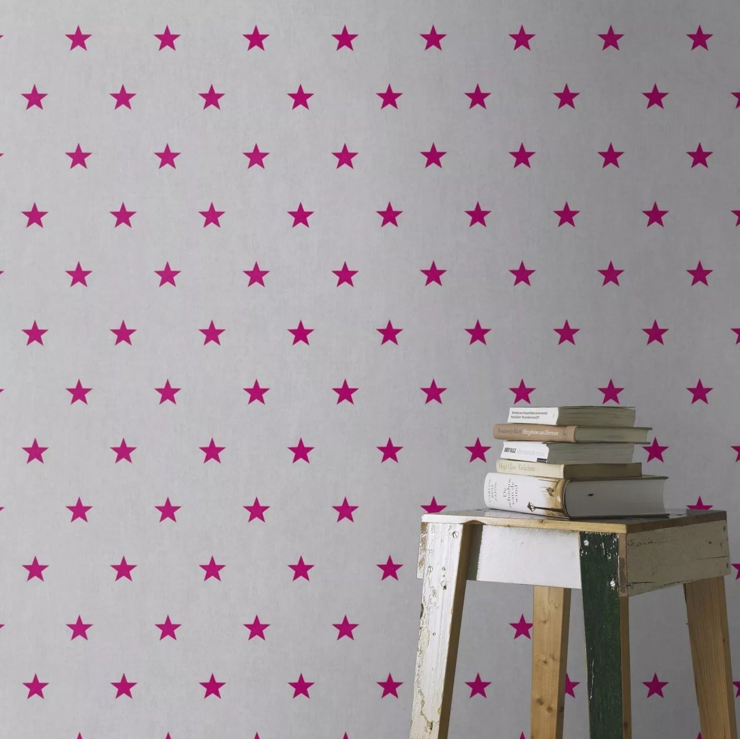 Grey and Pink Stars Wallpaper