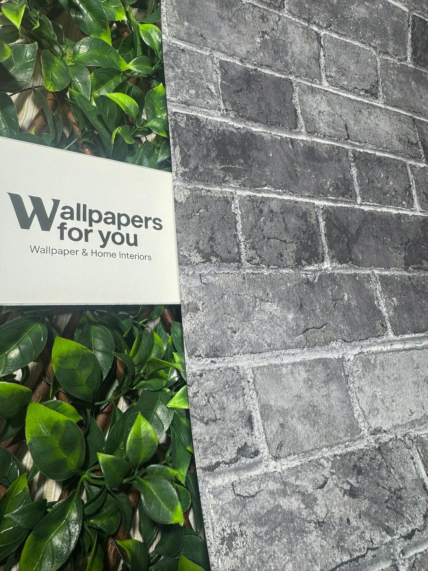 Rustic Black House Brick Effect Feature Wallpaper