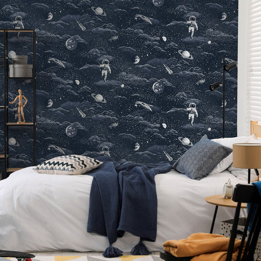 Blue Metallic Space Wallpaper