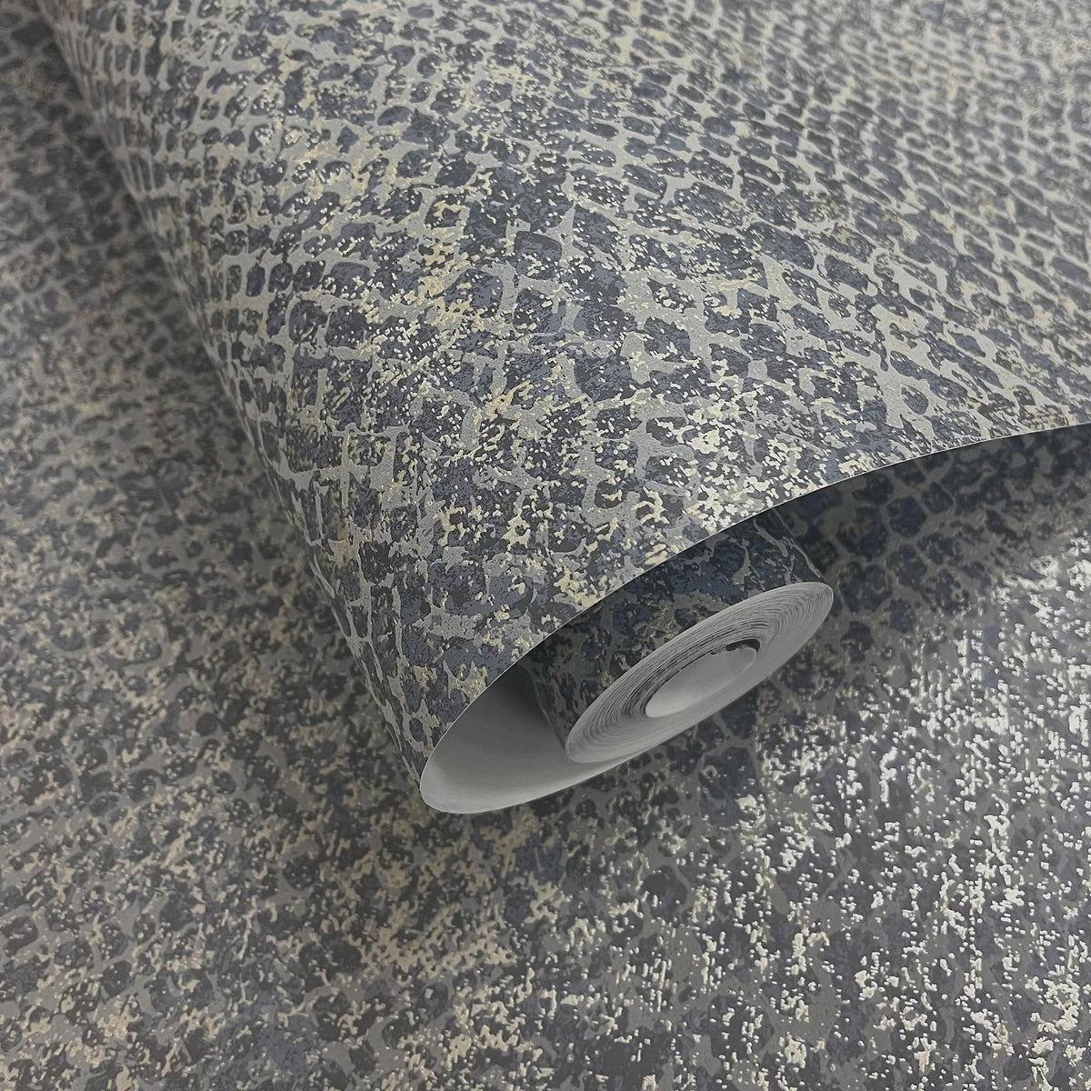 Boa Navy Blue Animal Print Wallpaper