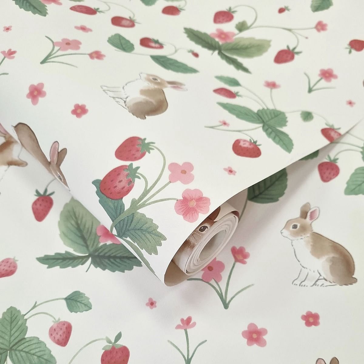 Bunnies & Berries Wallpaper - Cream / Multicolour