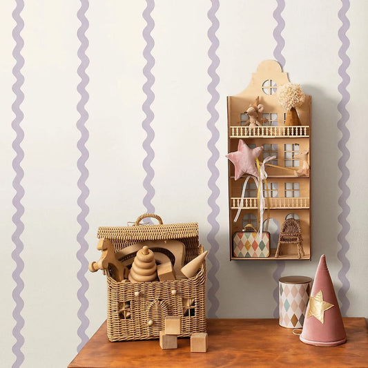 Do the Wiggle Stripe Wallpaper Lilac