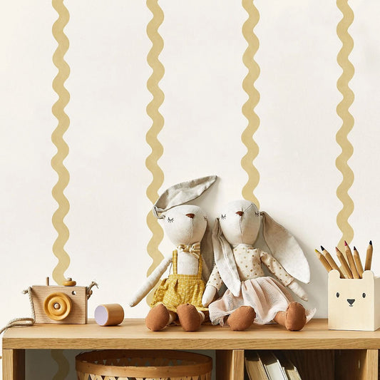 Do the Wiggle Stripe Wallpaper - Ochre