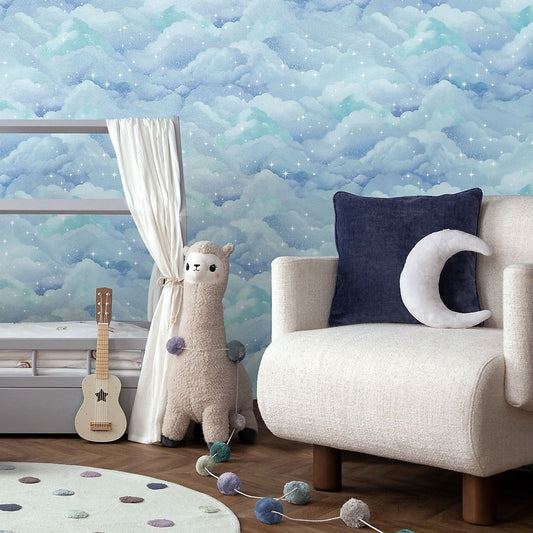 Dreamland Aqua Wallpaper - Aqua Blue
