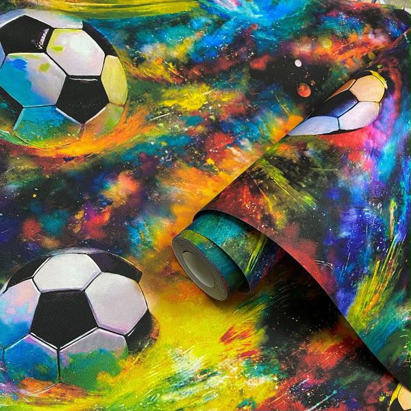 Galaxy Space Football Ball - Kids Bedroom Wallpaper