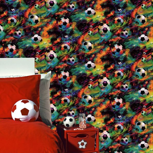 Galaxy Space Football Ball - Kids Bedroom Wallpaper