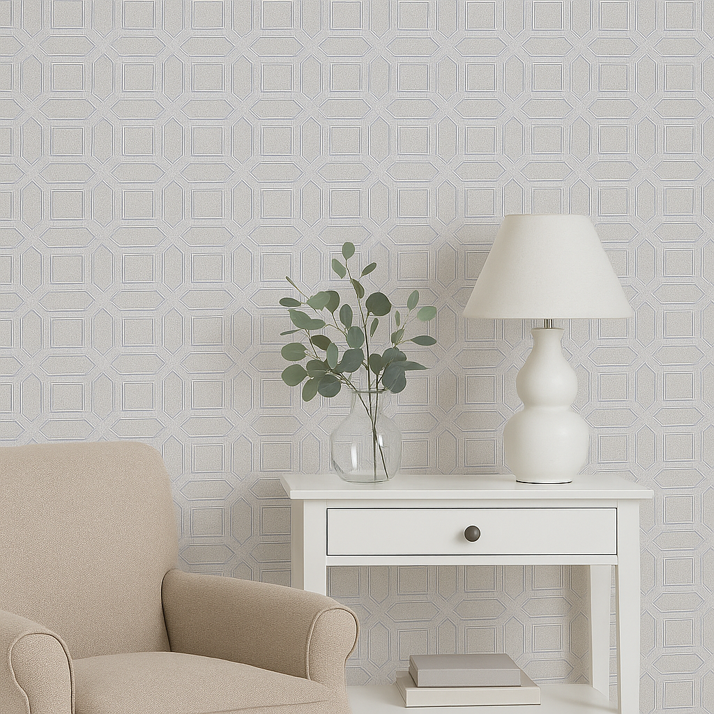 Geometric Glitter Vinyl Wallpaper - Taupe