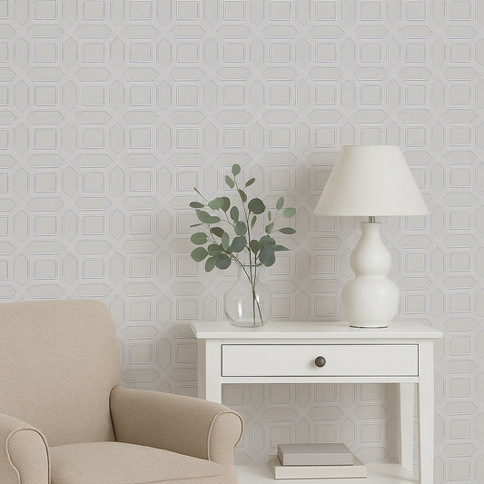 Geometric Glitter Vinyl Wallpaper - Taupe