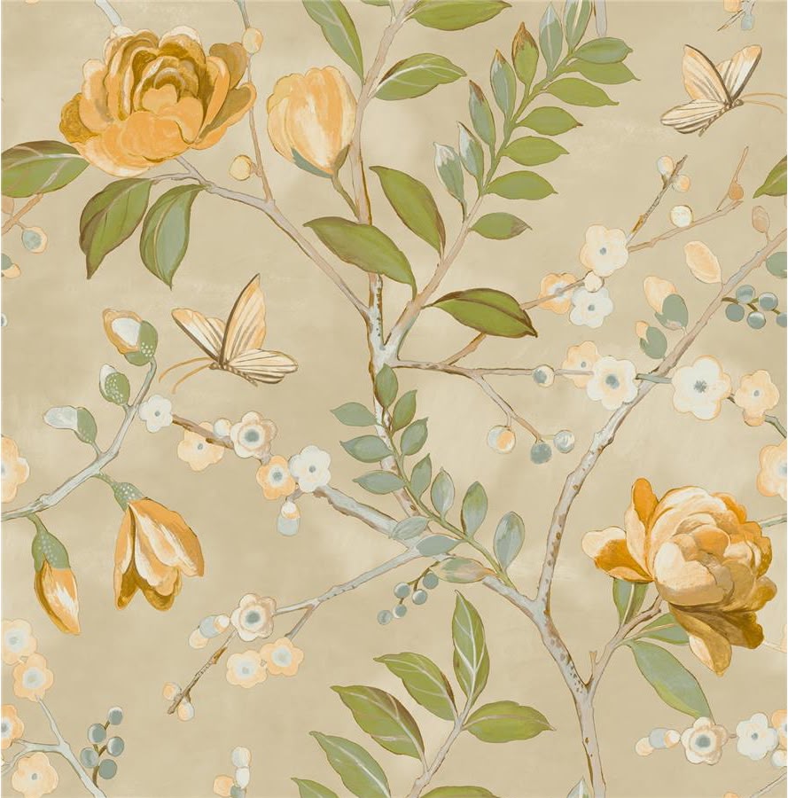 Lola Yellow Floral Wallpaper