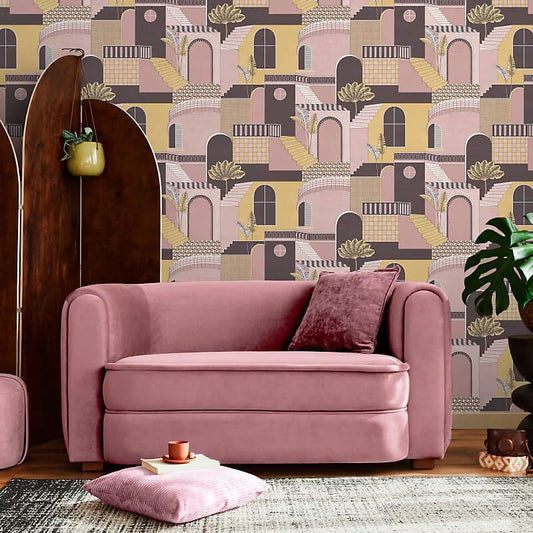 Medina pink & yellow Wallpaper