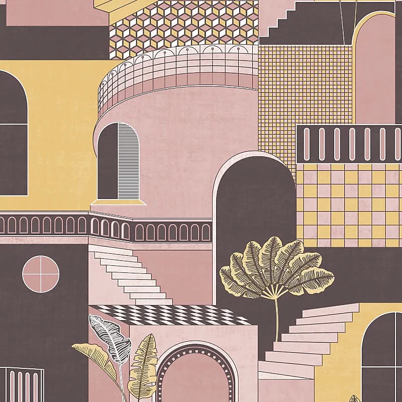 Medina pink & yellow Wallpaper