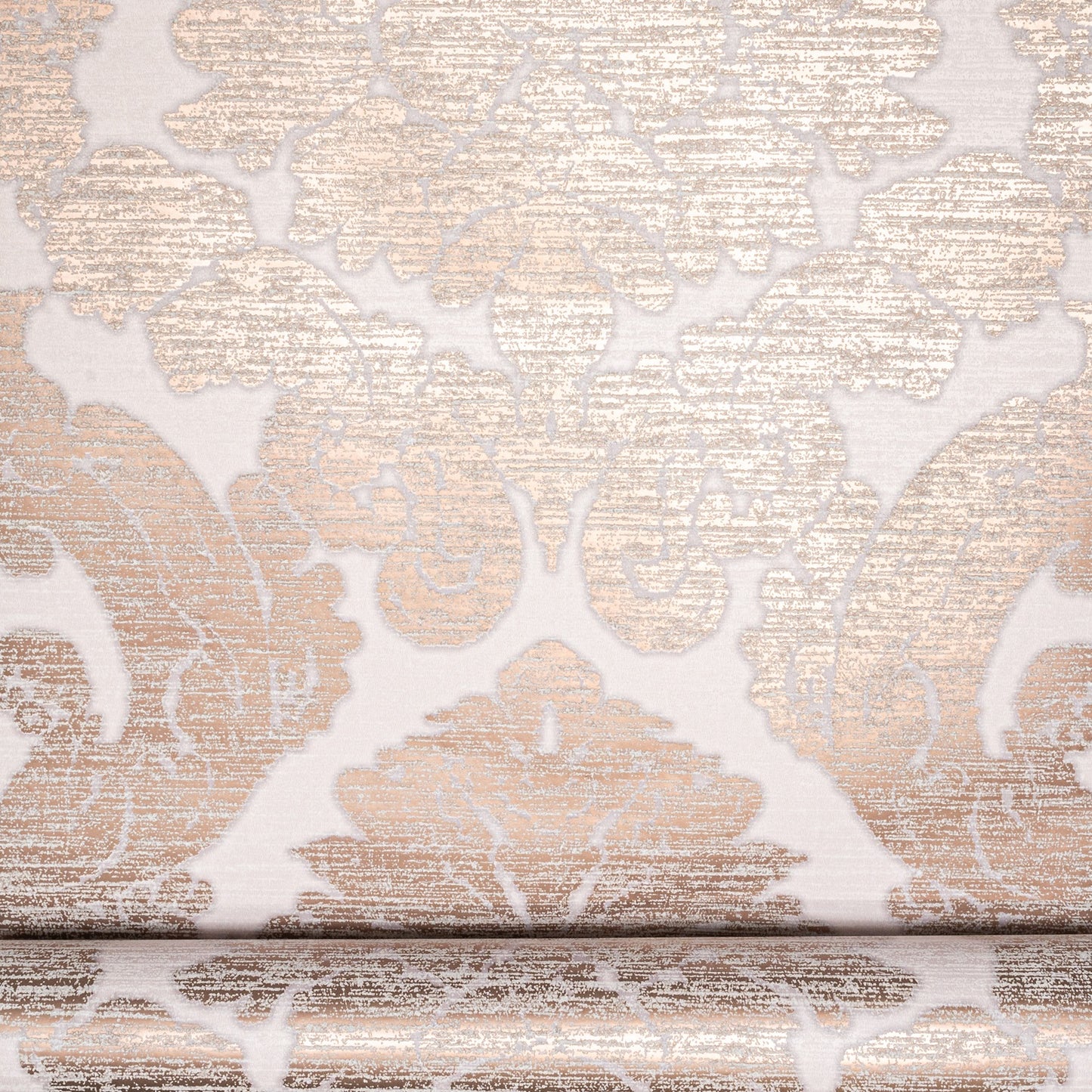 Rose Gold Damask Wallpaper flat lay showing full damask pattern detail