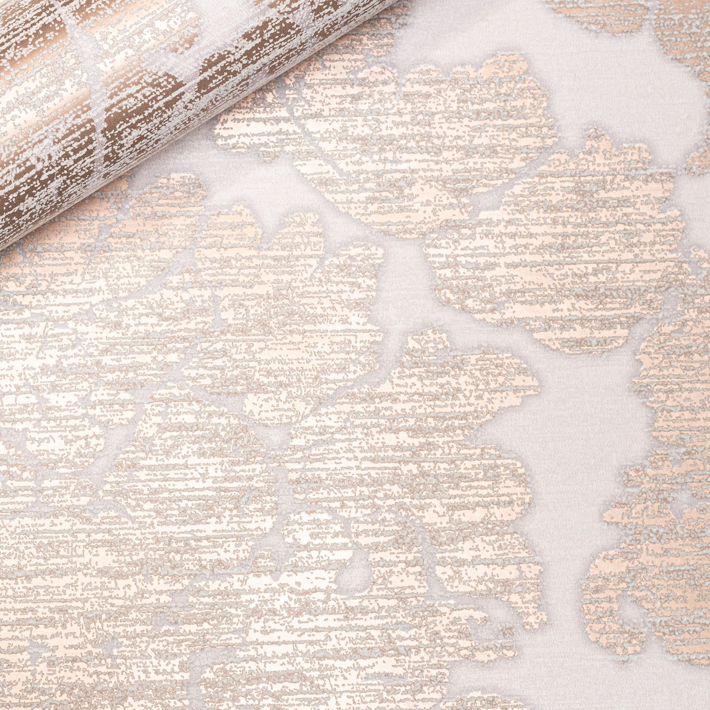 Rose Gold Damask Wallpaper close up showing distressed metallic texture detail