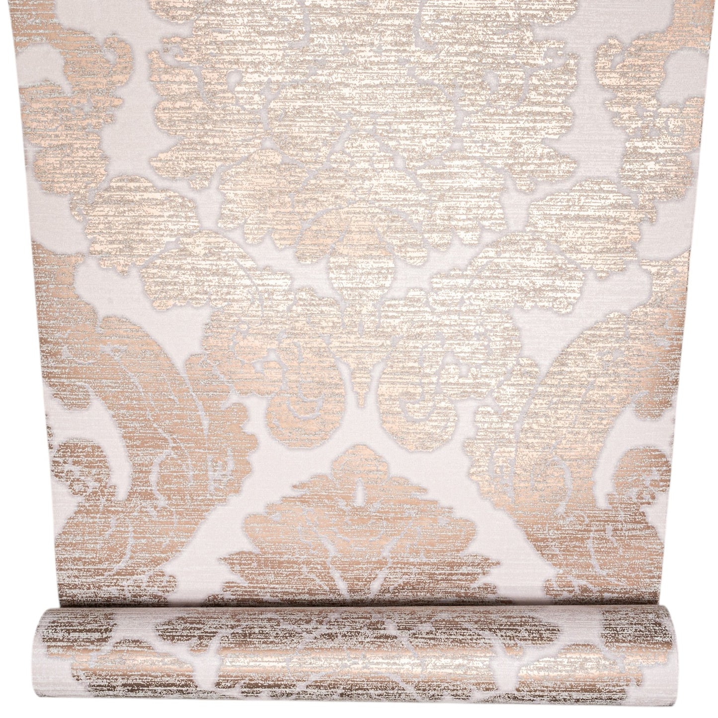 Rose Gold Damask Wallpaper upright roll showing full pattern repeat and length