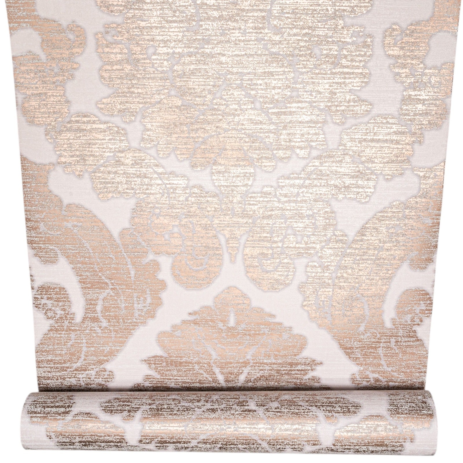 Rose Gold Damask Wallpaper upright roll showing full pattern repeat and length