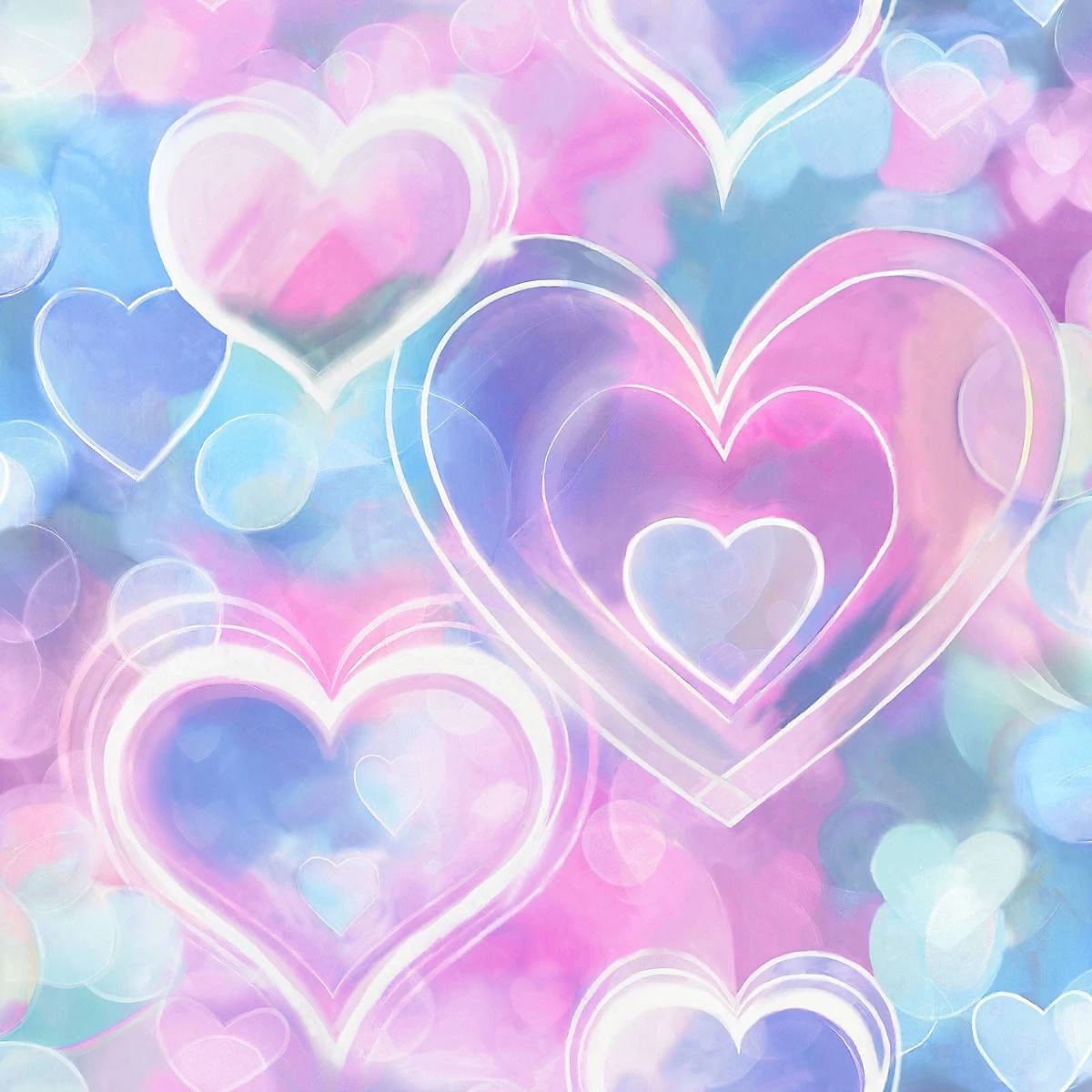 Neon hearts Pink & Blue Wallpaper