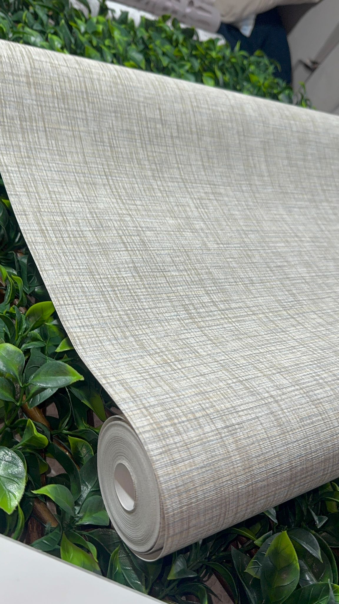 Linen Texture Grasscloth Fabric Effect Wallpaper - Neutral