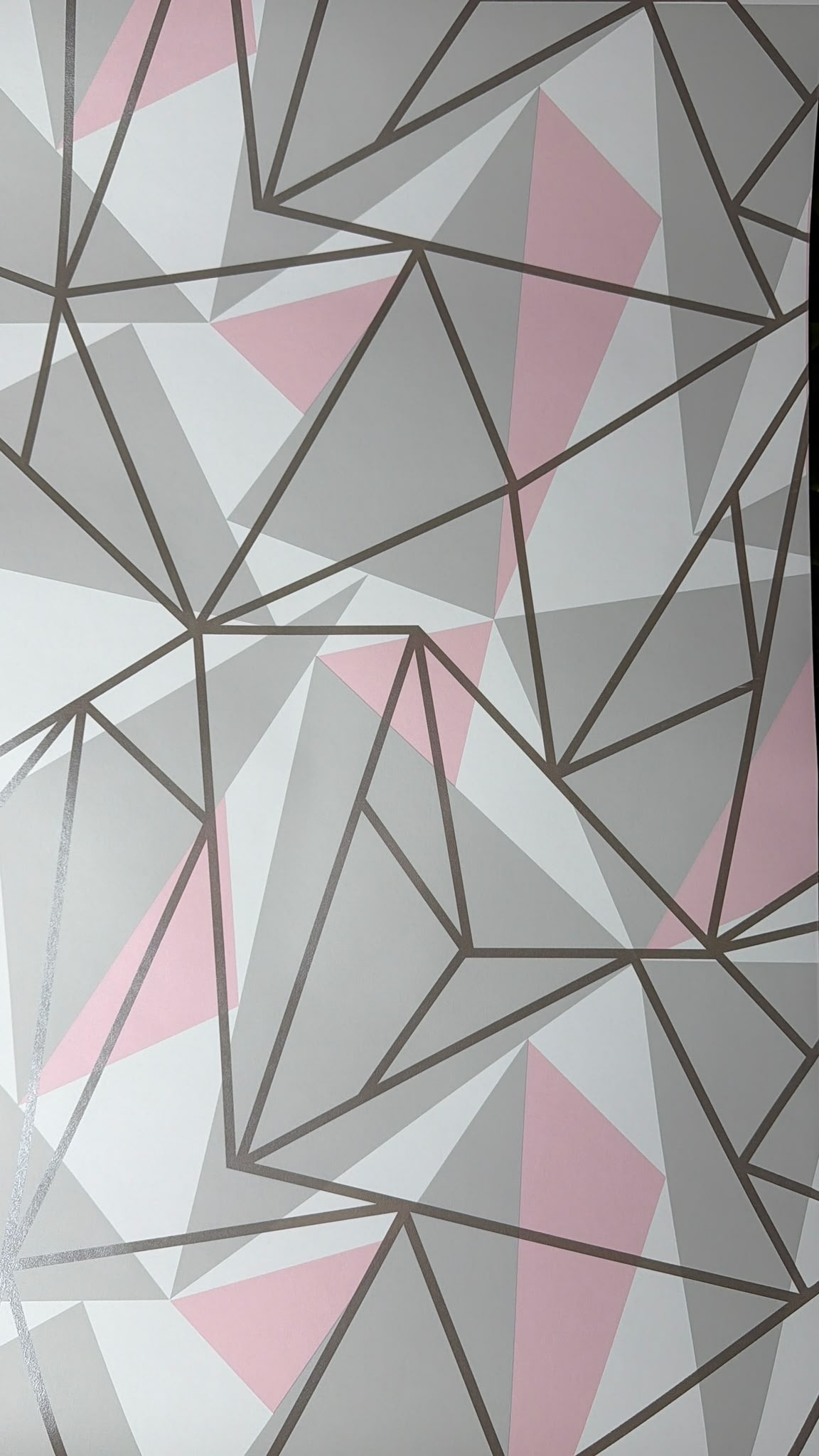 Pink Grey Geometric Wallpaper Retro White Metallic