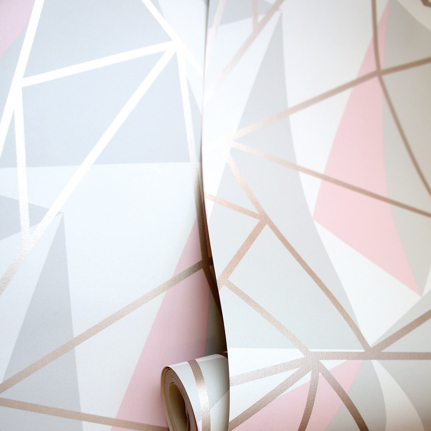 Pink Grey Geometric Wallpaper Retro White Metallic