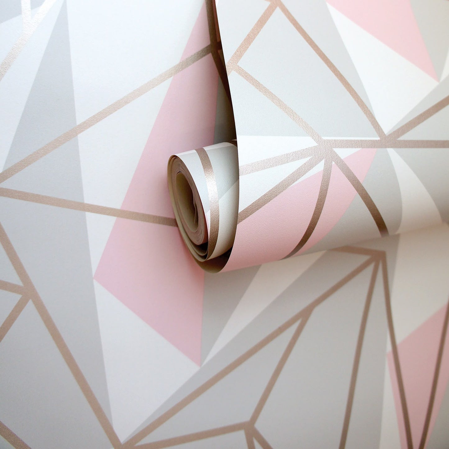Pink Grey Geometric Wallpaper Retro White Metallic