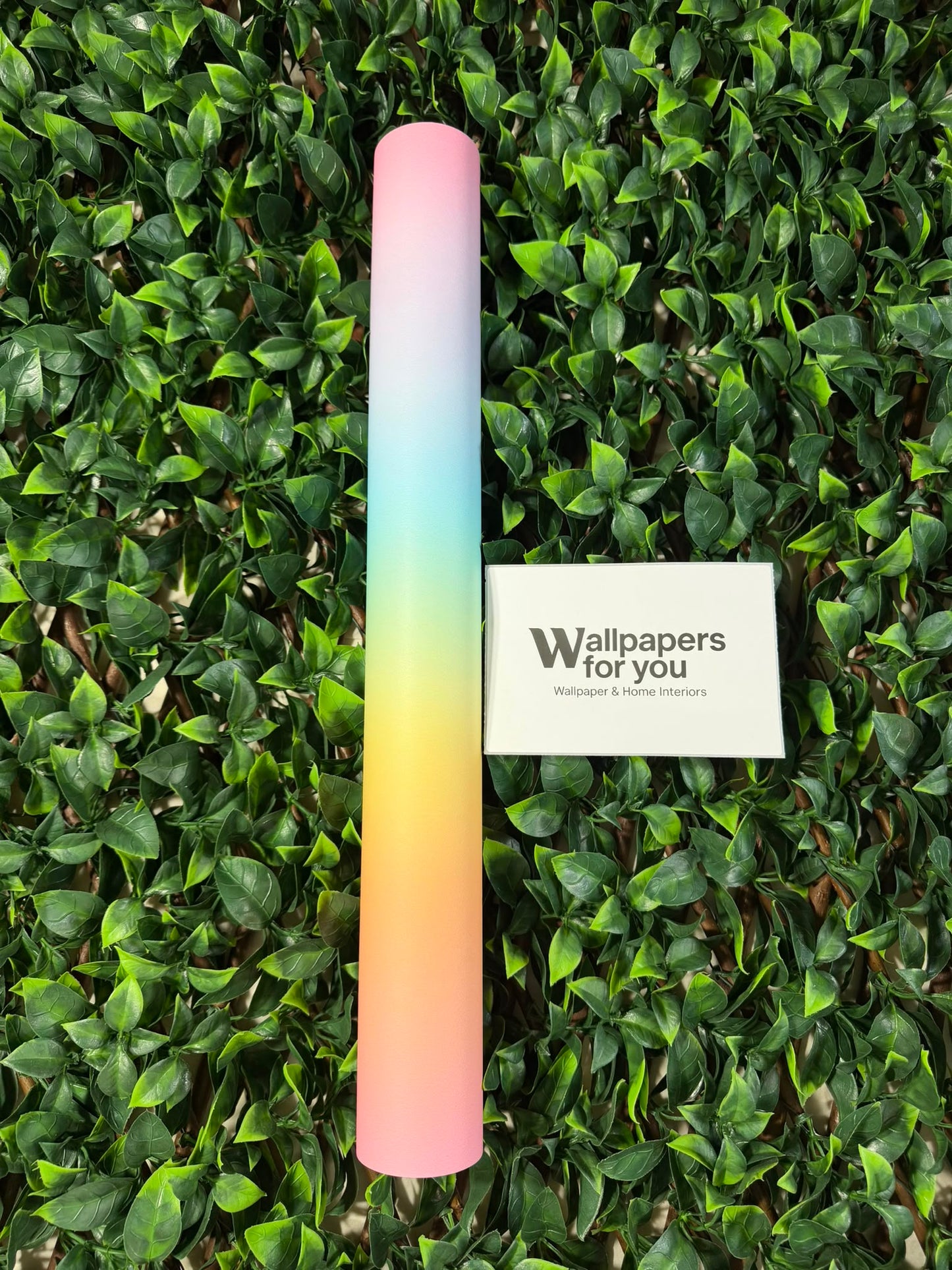 Kids Rainbow Stripe Wallpaper Pink Yellow Green Orange Feature Wall