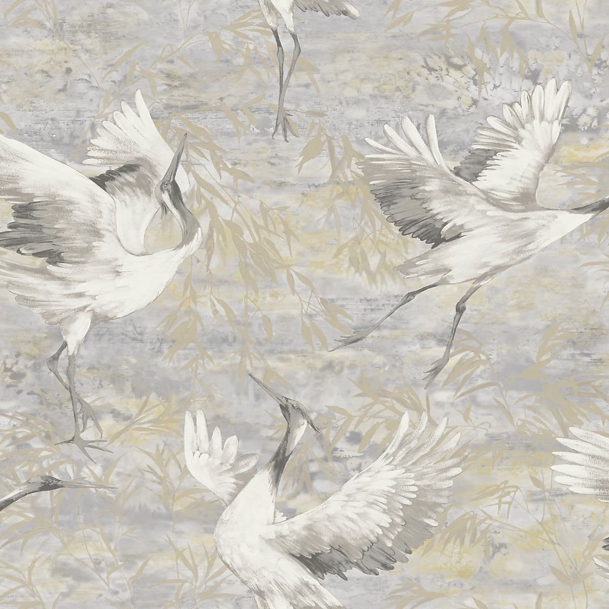 Sarus Cranes Grey Wallpaper