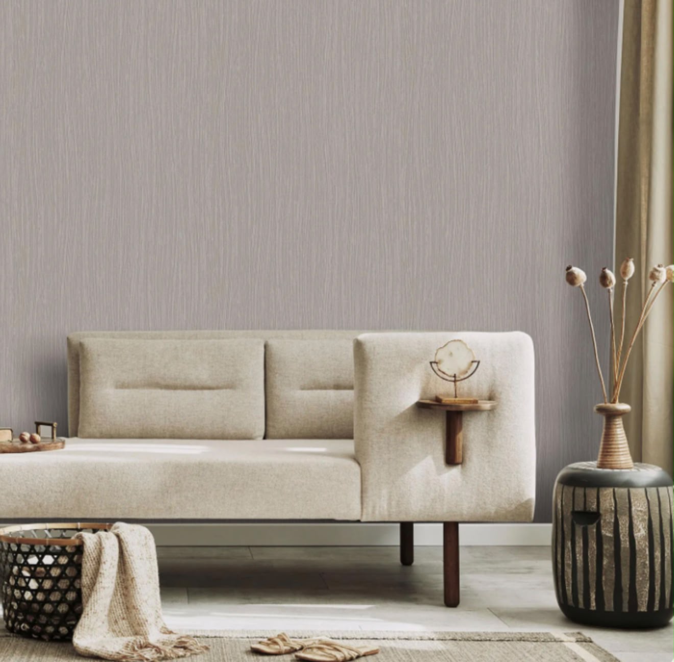 Taupe Textured Shimmer Wallpaper