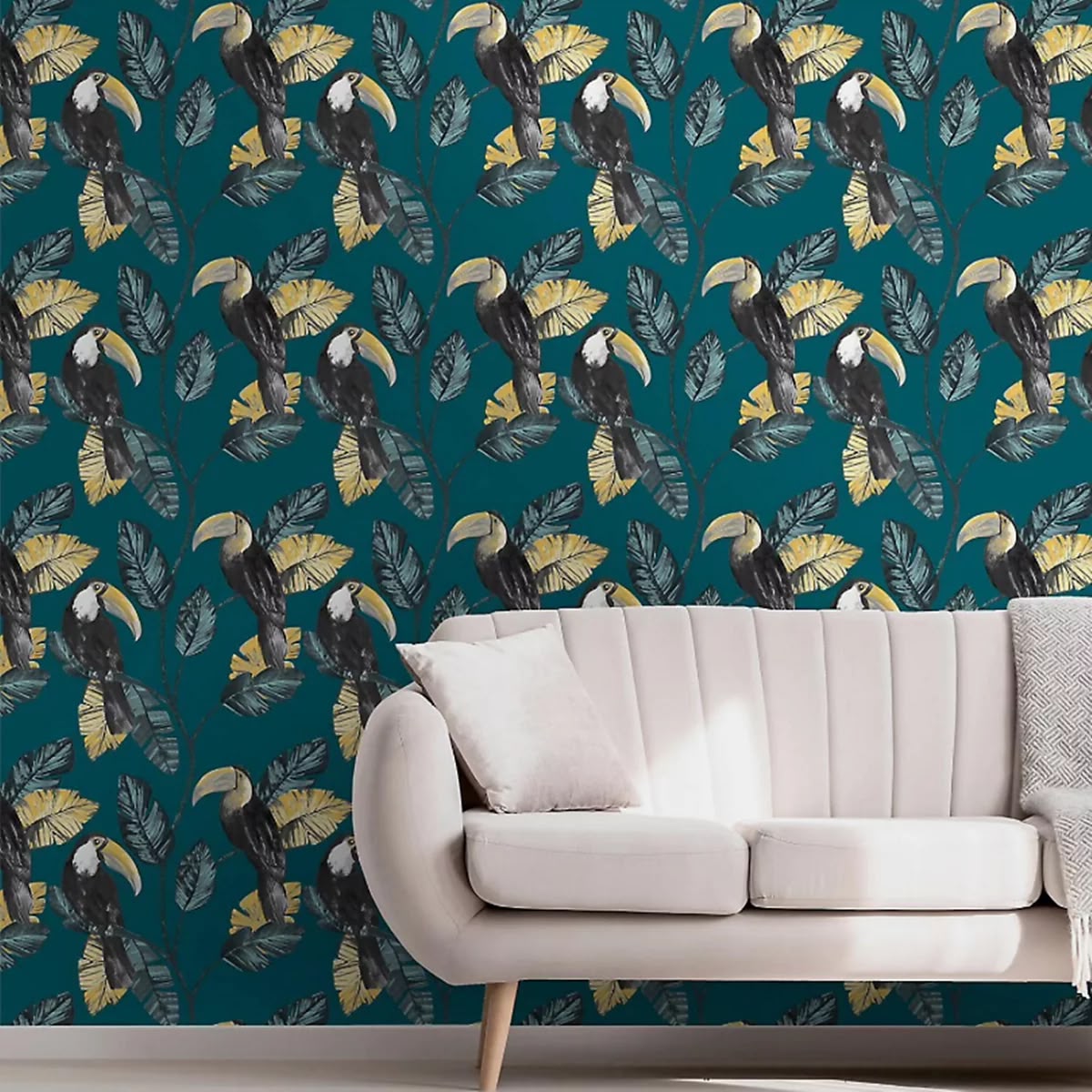 Teal Tropical Toucan Wallpaper