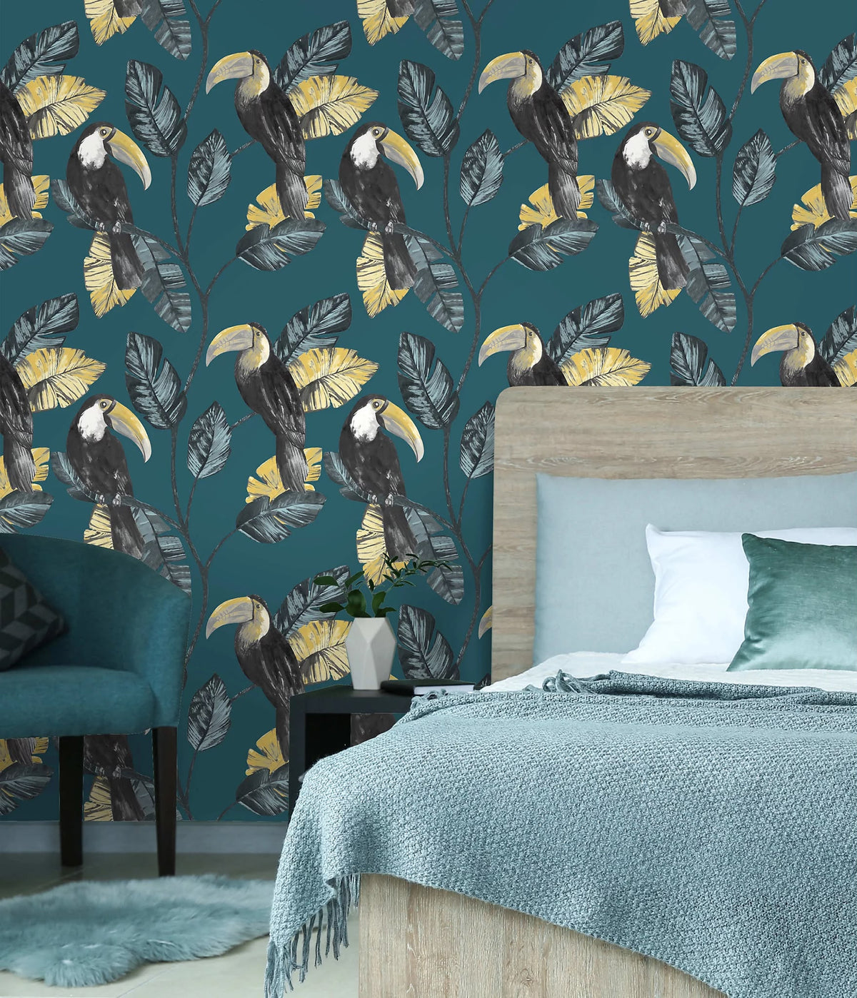 Teal Tropical Toucan Wallpaper