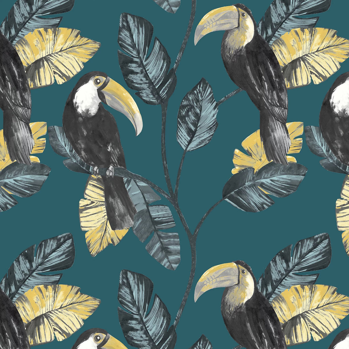 Teal Tropical Toucan Wallpaper