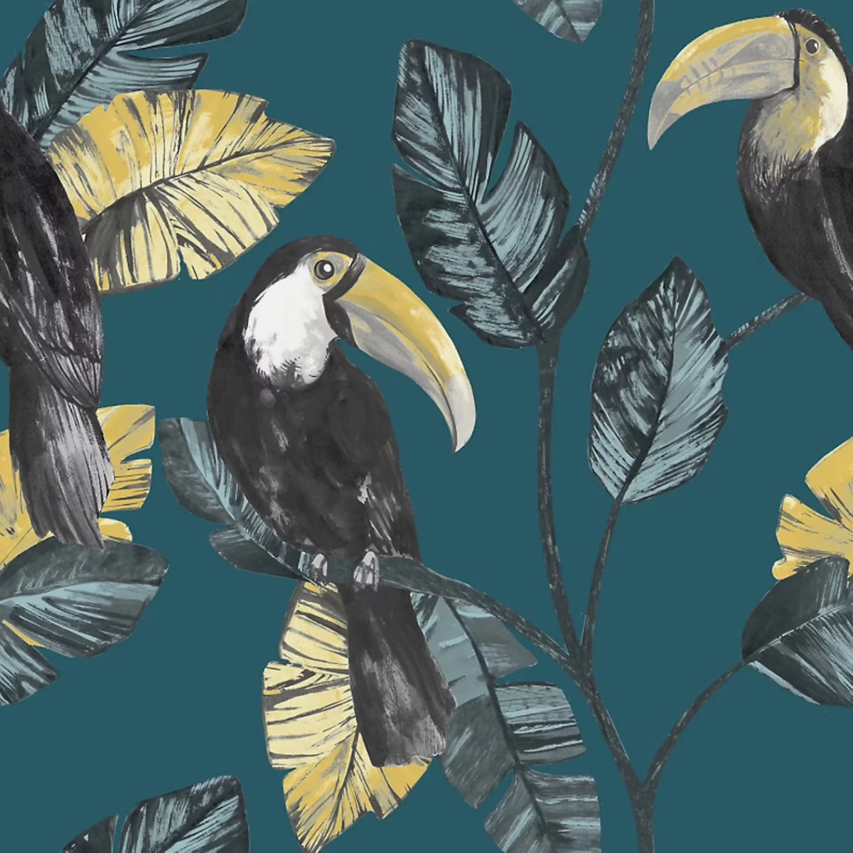 Teal Tropical Toucan Wallpaper