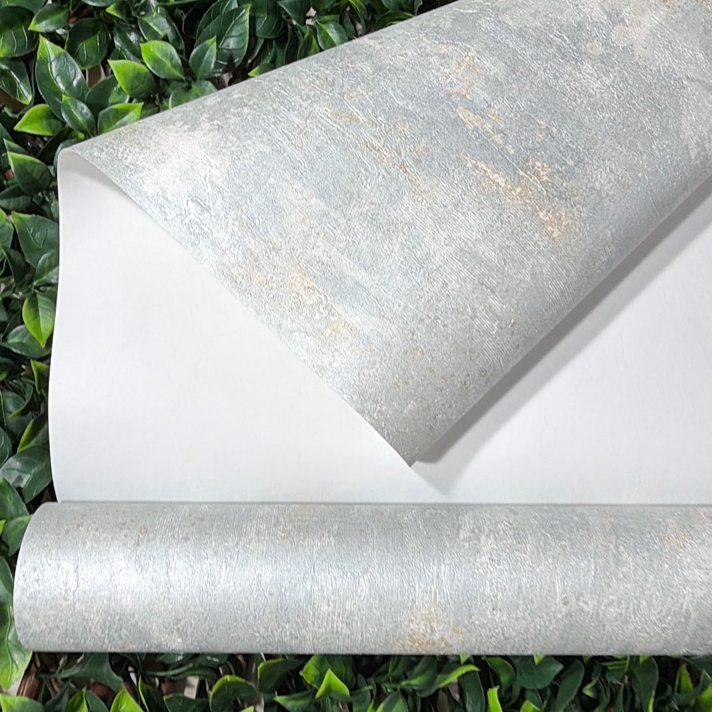 Textured Ice grey & Gold Metallic Concrete Effect Wallpaper