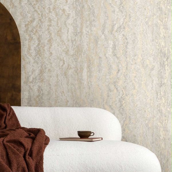 Tinos Textured Stone Effect Wallpaper in Dove Grey