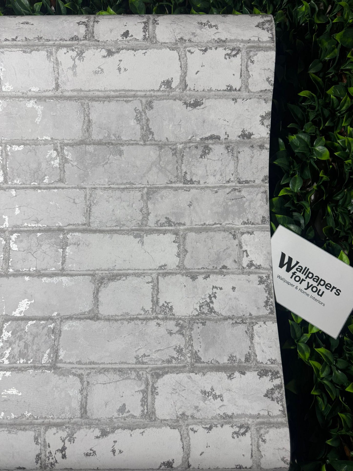 Rustic White House Brick Effect Feature Wallpaper