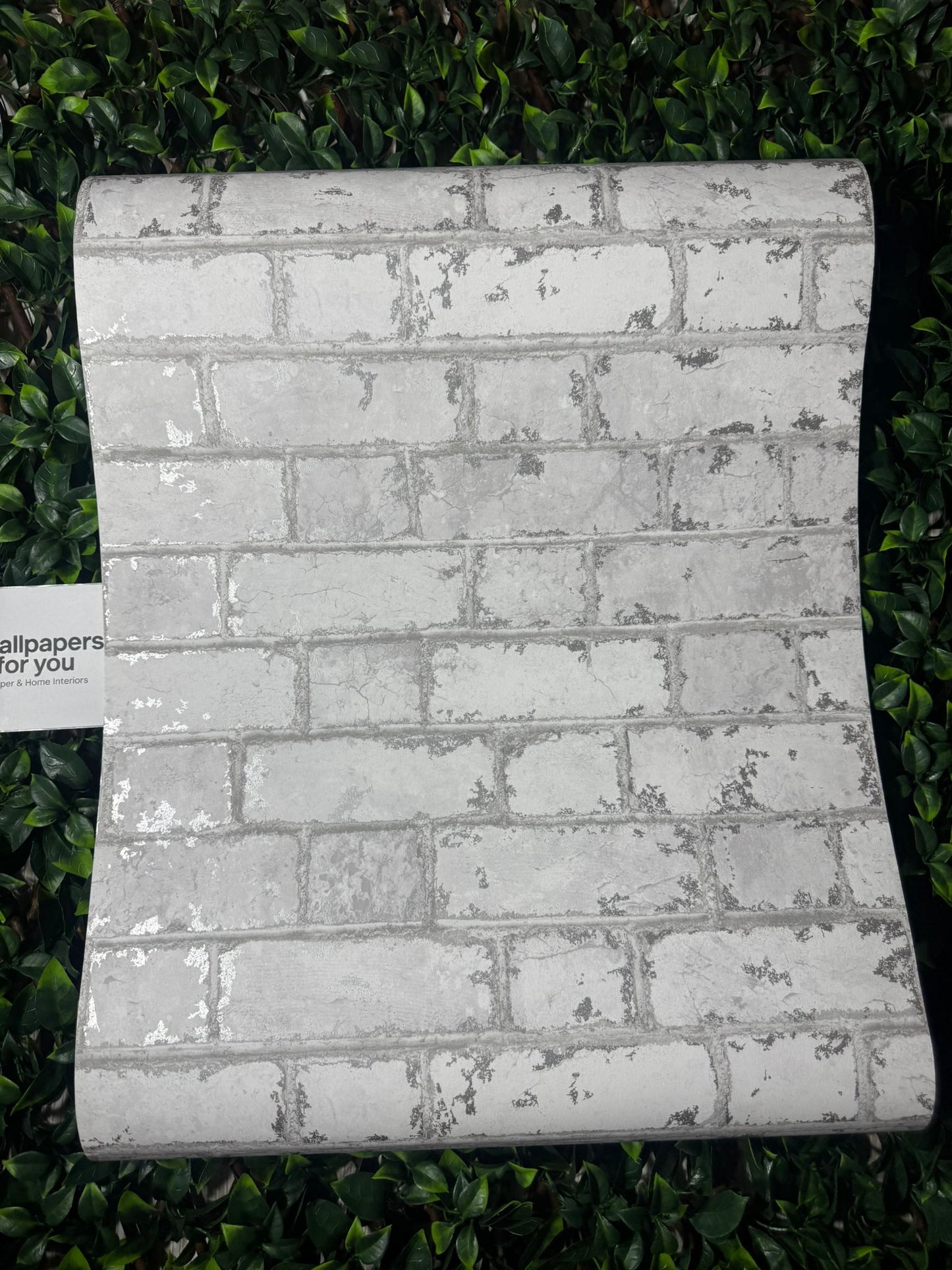 Rustic White House Brick Effect Feature Wallpaper
