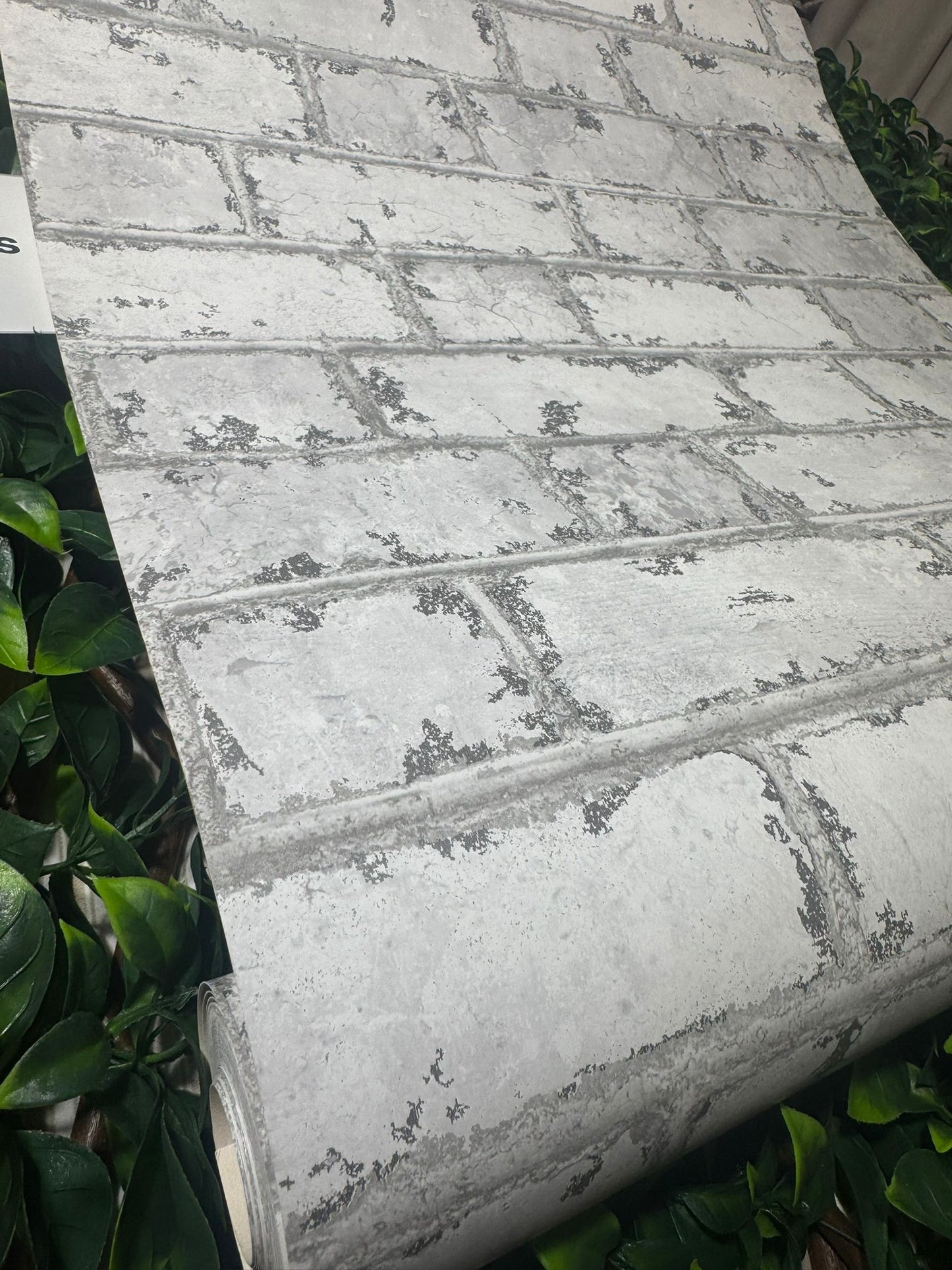 Rustic White House Brick Effect Feature Wallpaper