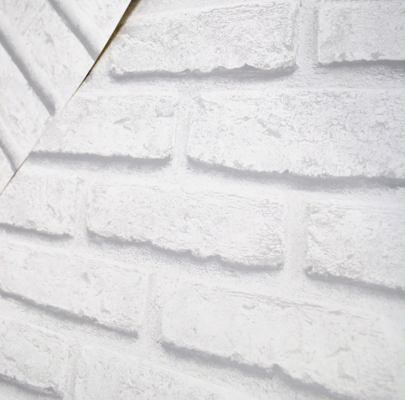 White 3D Brick Realistic Painted Effect Wallpaper