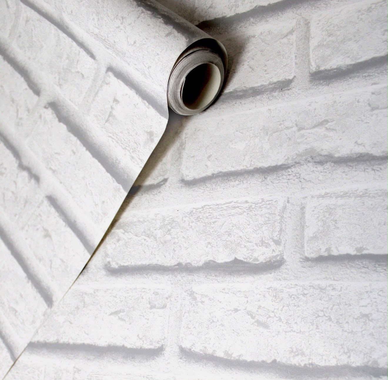 White 3D Brick Realistic Painted Effect Wallpaper