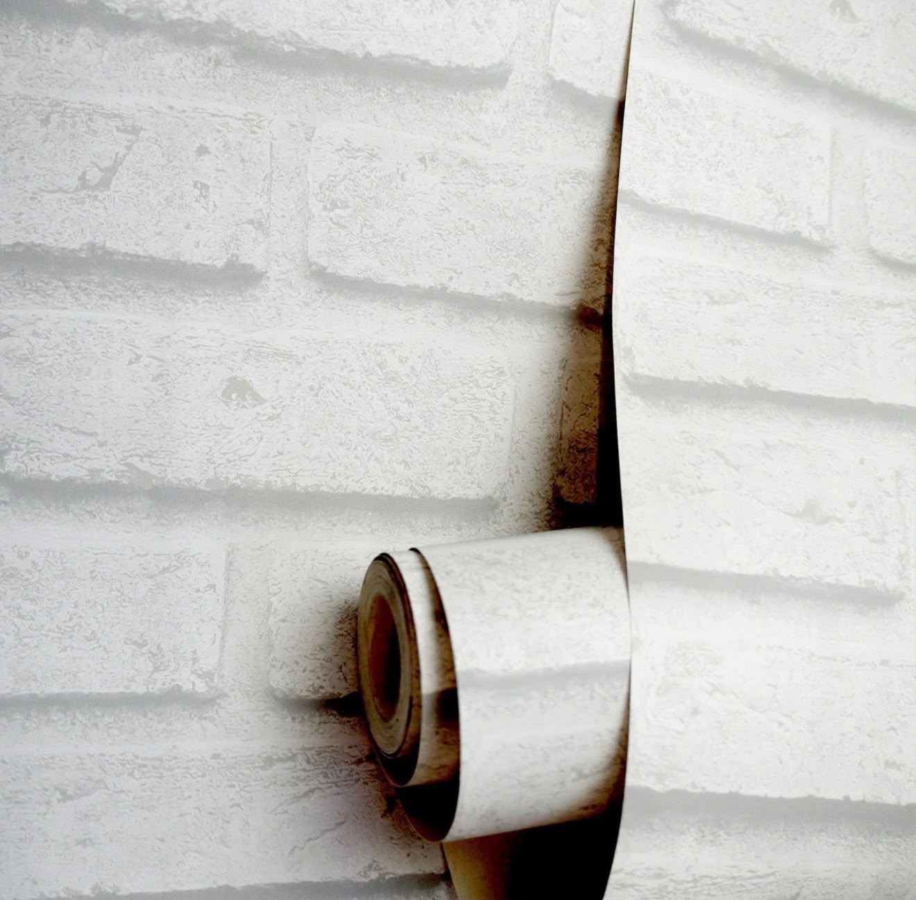 White 3D Brick Realistic Painted Effect Wallpaper